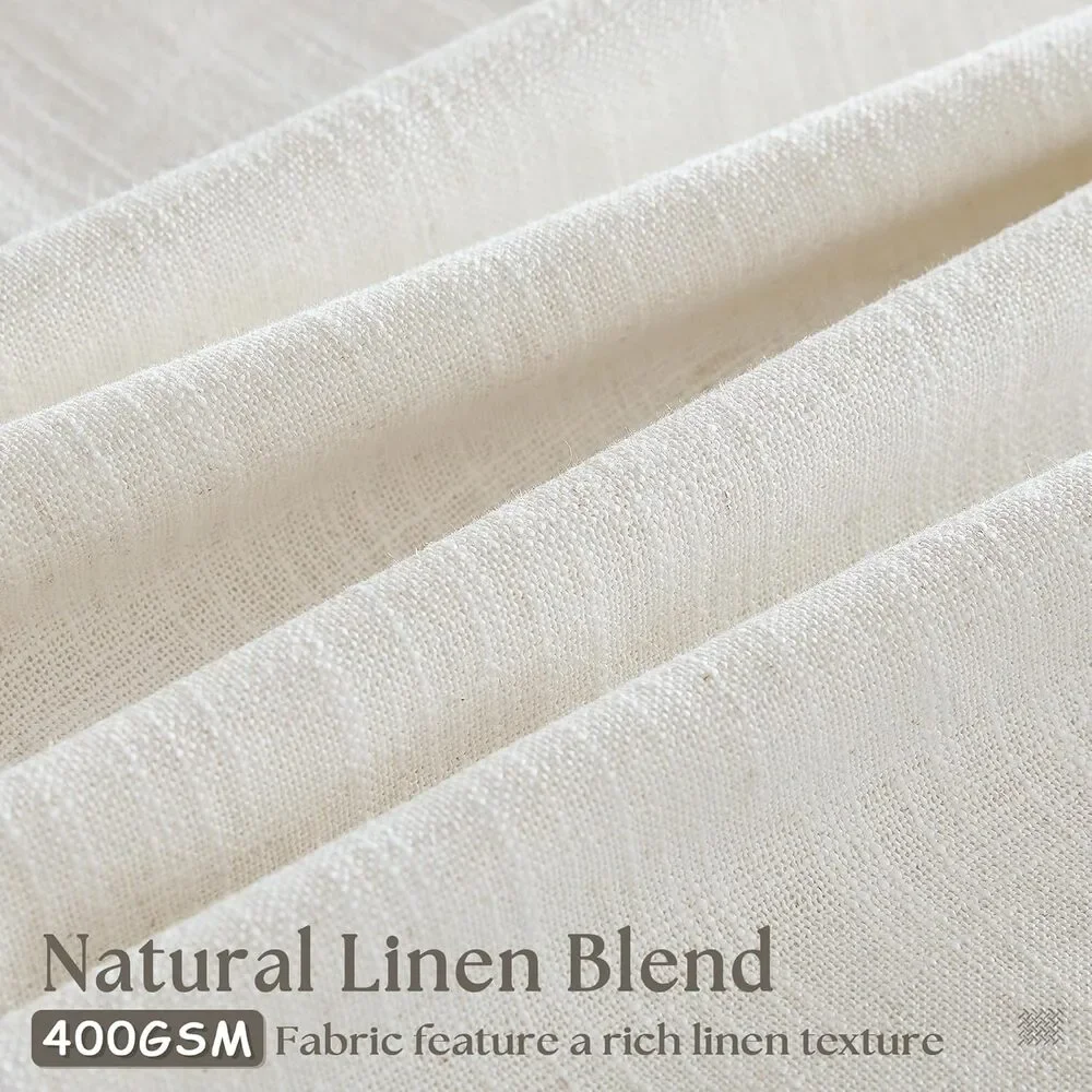 TWODRAPES 92x40 Linen Pinch Pleat Curtains Natural Light Filtering 2 Panels